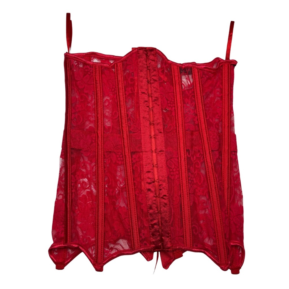 NWT Red Lace Waist Cincher Corset Bustier Top Retail